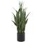 3ft. Green Faux Snake Foliage Artificial Plant with Black Porcelain Pot